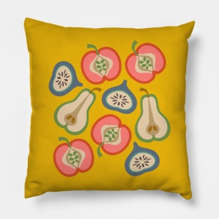 APPLE PEAR FIG Retro Summer Fruit Plump Ripe Colorful - UnBlink Studio by Jackie Tahara Pillow