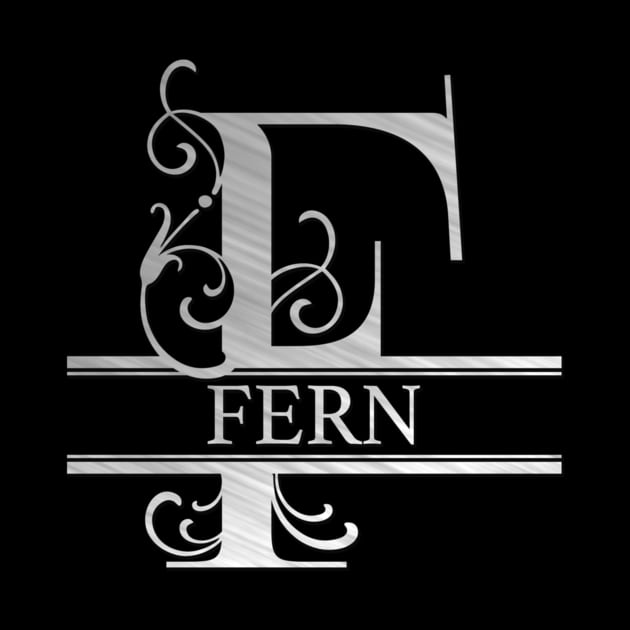 Fern Name - Silver Metallic Style  Monogram Letter F The Fern Name Gift For Fern by RONSHOP