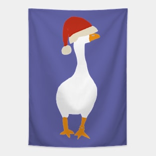 Minimal Abstract Christmas Goose Gamer in Santa Hat Tapestry