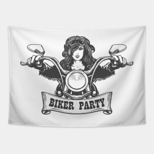 Biker Party Hand drawn Illustration Tapestry