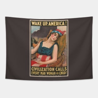 1917 NYC Wake Up America Day WWI Poster by J.M. Flagg Tapestry