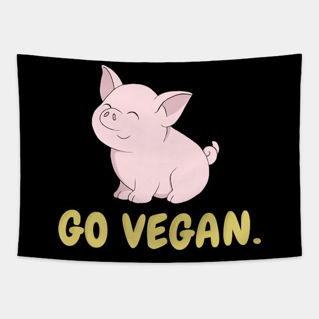 Go Vegan Cute Pig Tapestry by valentinahramov