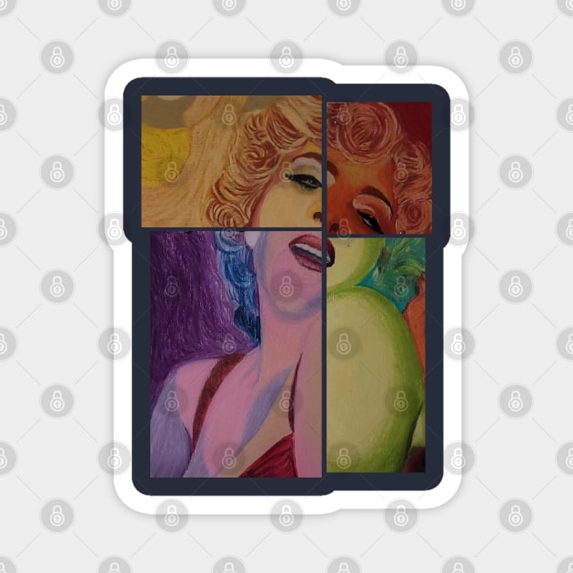 Portrait of Marilyn in Pieces Magnet by Agatinadas