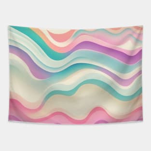 HORIZONTAL PATTERN OF MULTICOLORED WAVES, PASTEL COLOR, Tapestry