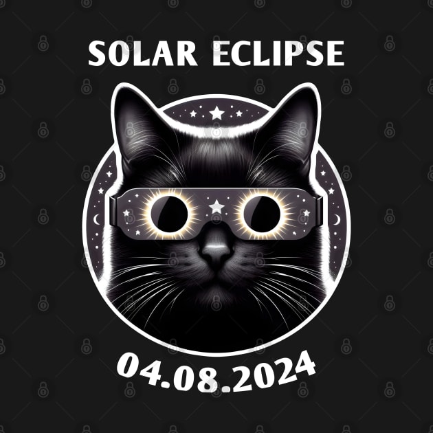 Total Solar Eclipse 2024 - A Cat Wearing Solar Eclipse Glasses by Emma Creation