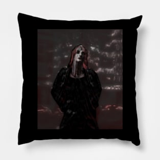 Very cool looking guy. Dark, but so cool. Moon on forehead. Light red and gray. Pillow