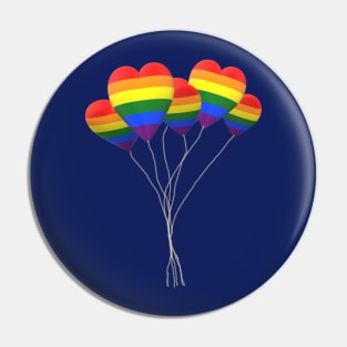 Rainbow Heart Balloons Pin
