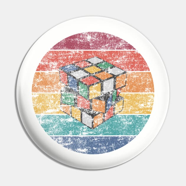 80s toys  Vintage Sunset Cube - Rubik's Cube Pin by Cool Cube Merch