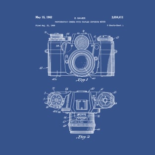 Camera Patent - Photography Art - Blueprint T-Shirt