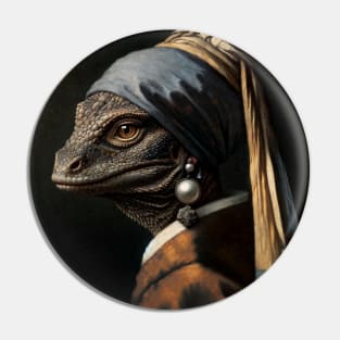 Wildlife Conservation - Pearl Earring Komodo Dragon Meme Pin