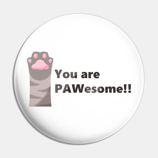 PAWesome Black Striped Paw Pin by ArtsyStormy