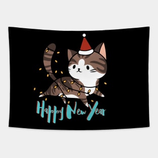 HAPPY NEW YEAR! Cute Kitty Cat Tapestry