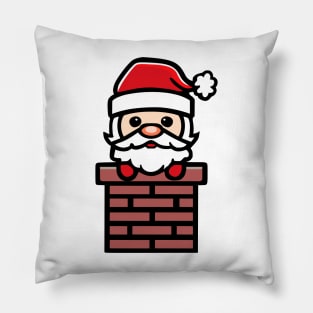 Santa Down the Chimney Cartoon Pillow