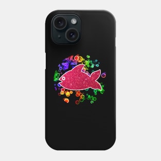 Red fish on the background of multi-colored bubbles Phone Case