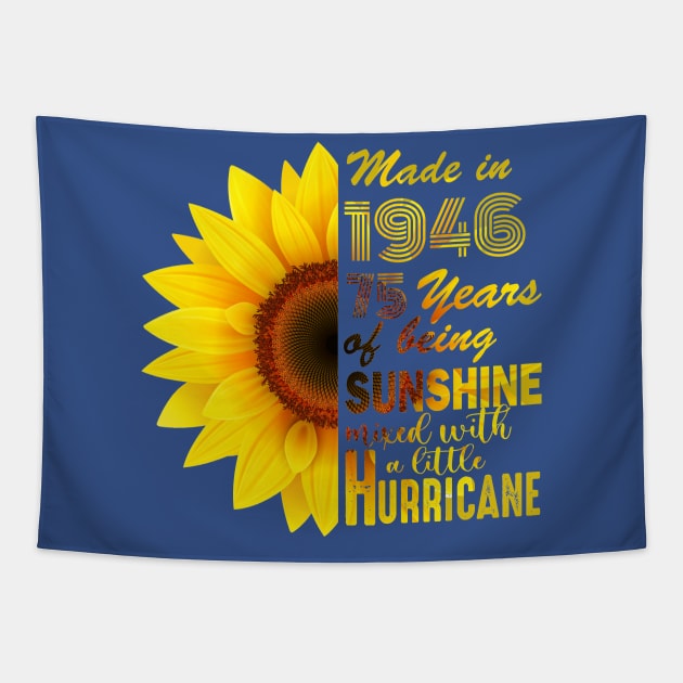 Vintage 1946 Sunflower 75th Birthday Awesome Gift Tapestry by Salt88