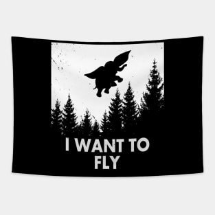 Funny Flying Elephant Retro Vintage Meme Tapestry