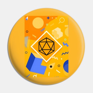 Polyhedral Dice Set Memphis Design Orange Tabletop RPG Pin