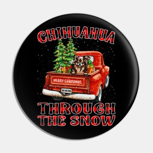 Christmas Chihuahua Through The Snow Dog Santa Truck Tree Pin