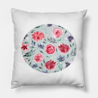 Watercolor Florals | Pattern | Mint grey Pillow