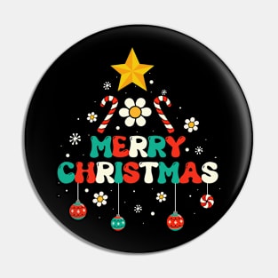 Merry Christmas Groovy Family Xmas Tree Family Christmas Pin