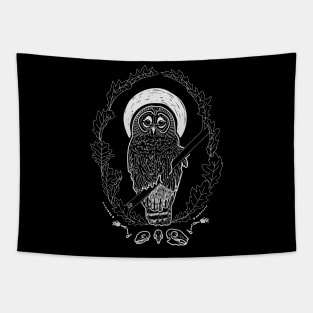 "Patron Saint of Dead Rodents" Barred Owl and Oak Leaves Tapestry