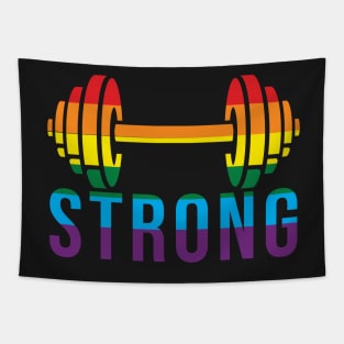 Pride Month STRONG Pride Rainbow Dumbell for Bodybuilders Tapestry