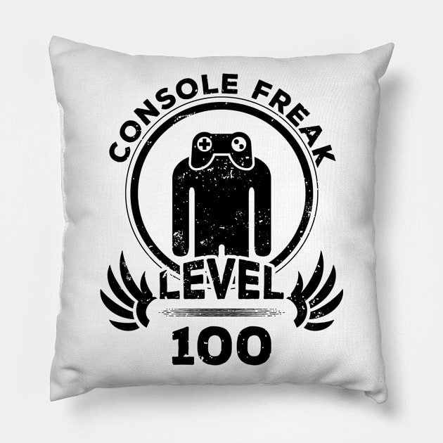 Level 100 Console Freak Console Gamer Gift Pillow by atomguy
