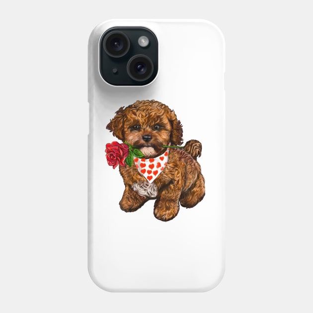 The Best Valentine’s Day Gift ideas, cavalier king charles spaniel Cute puppy dog with love heart sweetheart with red rose in its mouth. Cavapoochon Cavapoo dog Valentine’s Day Phone Case by Artonmytee