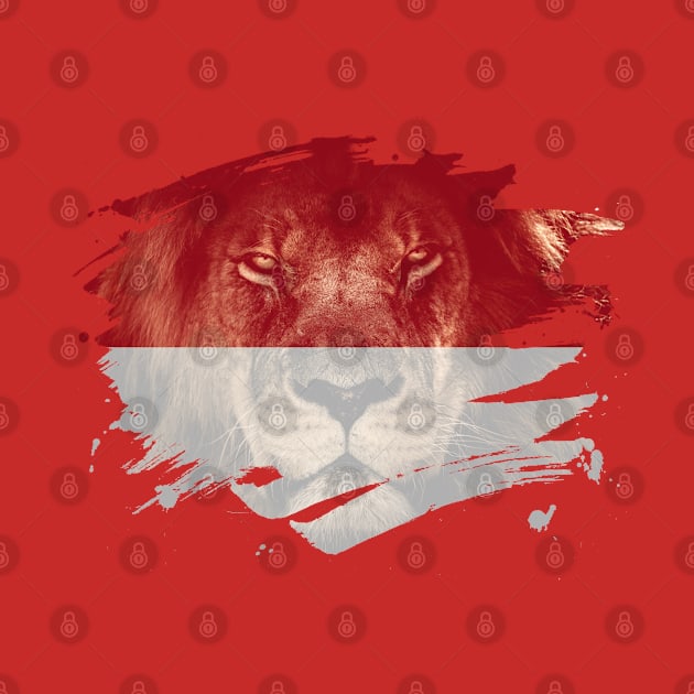 Indonesia Flag & African Lion Picture - Indonesian Pride Design by Family Heritage Gifts