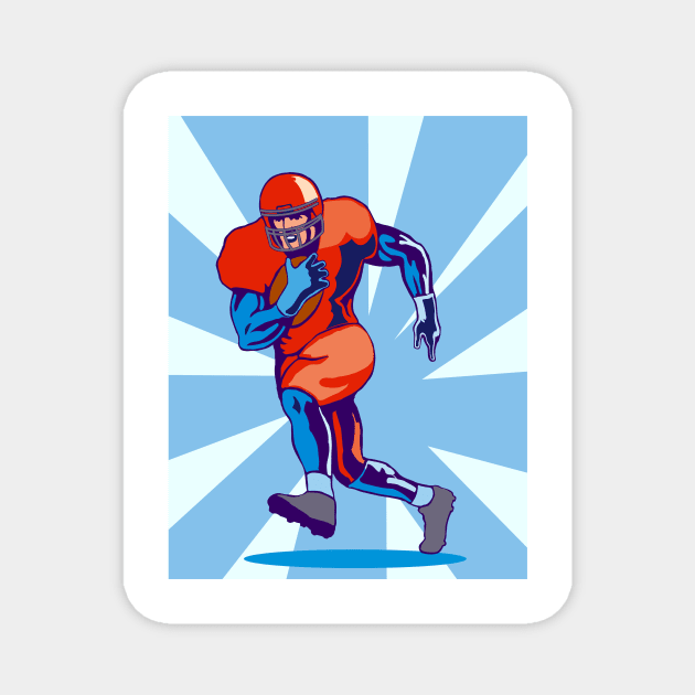 Full Back Rushing Ball Retro Magnet by retrovectors