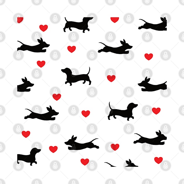 Valentine Dachshund and Heart Pattern by POD-of-Gold