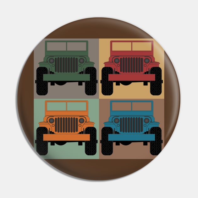 Pop Art Jeeps Pin by SunGraphicsLab