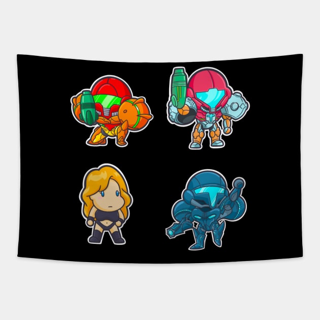 Chibi Metroid (Pack 3) Tapestry by DrawingsFromHell