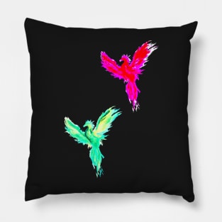 pink/teal blue phoenix Pillow