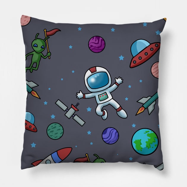 Astronaut Gifts Kids Spaceship Universe Solar System Planets Astronomy Pillow by PomegranatePower