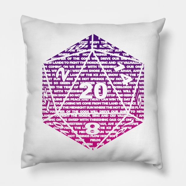 D20 Dungeons & Dragons Immigrant Song Pillow by MelanchollieCollie