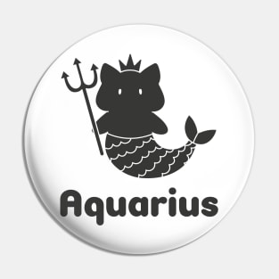 Aquarius Cat Zodiac Sign with Text (Black and White) Pin