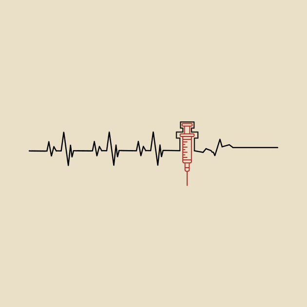 Heartbeat Heart Monitor - Flatline - Myocarditis Awareness - Red Syringe by Bee-Fusion