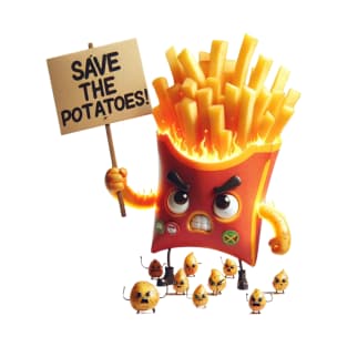 Revolutionary Fries – Save the Spuds Protest Sticker T-Shirt