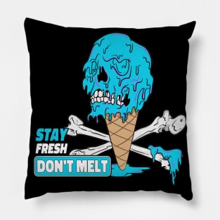 Don't Melt Dripping Ice Cream Skull Pillow