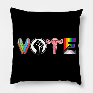 Vote Books Fist Ovaries LGTBQ Pillow