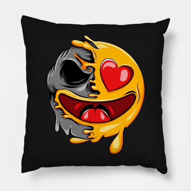 Heart Eye Zombie Emoji Pillow by D3monic