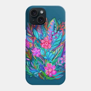 Exuberant Bouquet in Aqua, Fuchsia and Emerald Phone Case