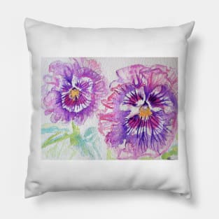 Pansy Watercolor Painting Purple Pretty Pillow