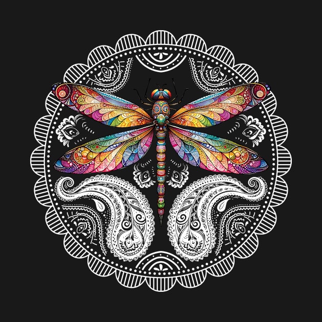 Magical Colorful Dragonfly Mandala by Gadsengarland.Art