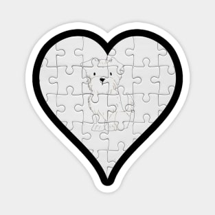 Terrier Heart Jigsaw Pieces Design - Gift for Terrier Cream White Lovers Magnet