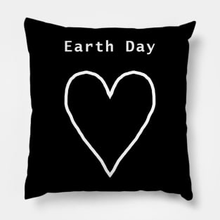 Earth Day White Heart Outline Pillow