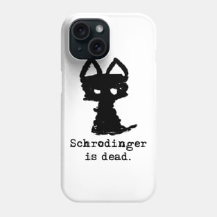 Meowfistofele the black cat – Schrodinger is dead (black on white) Phone Case