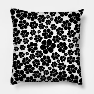 Flower Pattern - Black and White Pillow