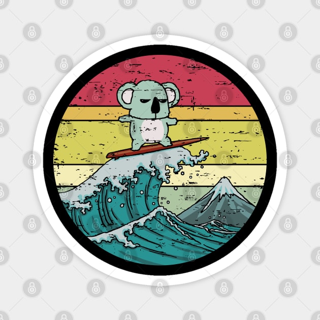 Funny Cute Surfing Koala Retro Sunset Great Wave Distressed Vintage Rainbow Colors Magnet by ebayson74@gmail.com